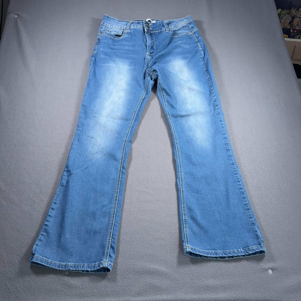 Harmony & Havoc Womens Flare Jeans Size 14 Light Wash Stretch Denim High Rise